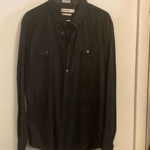 Calvin Klein Liquid Cotton Purple Long Sleeve Button Shirt Mens Size XL